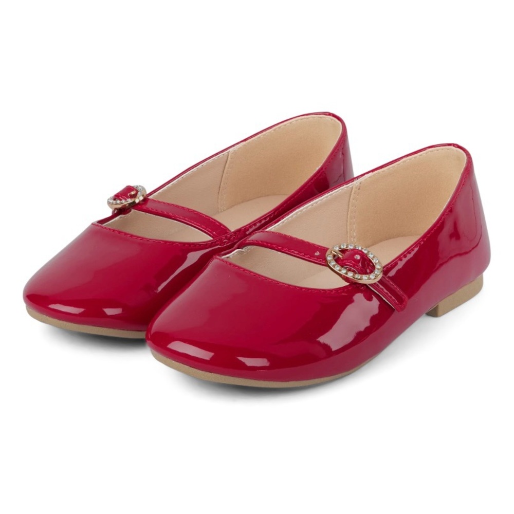 2024 Gymboree “All Dressed Up” Jeweled Red Ballet Flats, Size 1